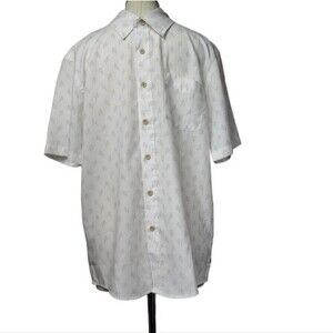 Cova White Gray Swordfish Print Short Sleeve Button Down Shirt Men's S